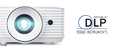 DLP en Texas Instruments Technology-logotyp på en projektor